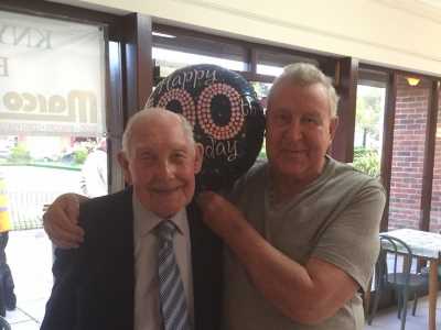 Bill with Club Secretary Tony Davis - Knyveton Gardens Bowls Club