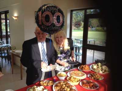 Bill and granddaughter Julie start the Buffet - Knyveton Gardens Bowls Club