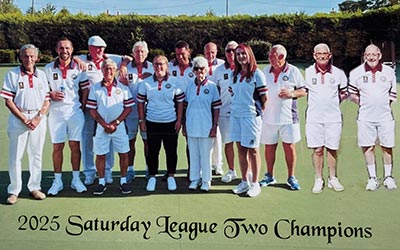 Club Honours 2025 - Knyveton Garden - Bournemouth Saturday Premier League Section 2 Champions 2025 - Knyveton Gardens Bowling Club